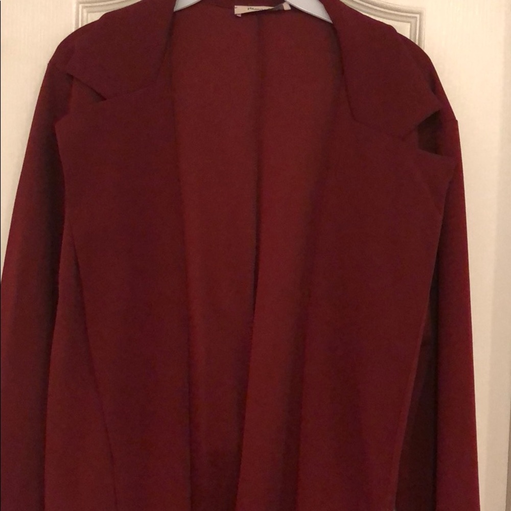 RED WINE BELTED CARDIGAN/ JACKET - Picture 6 of 8
